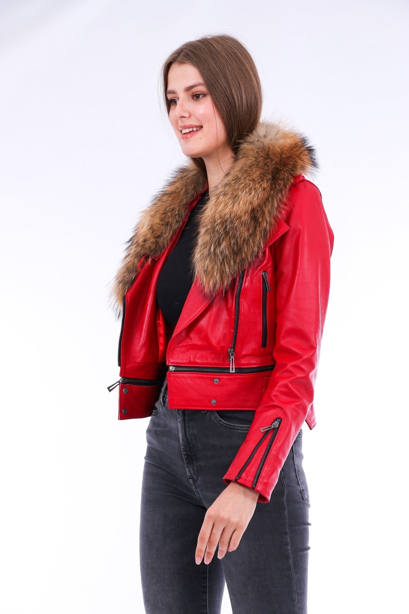 Buttagi Red Leather Biker Jacket - Premium Nappa Lambskin Women's Motorcycle Jacket - Style Queenz