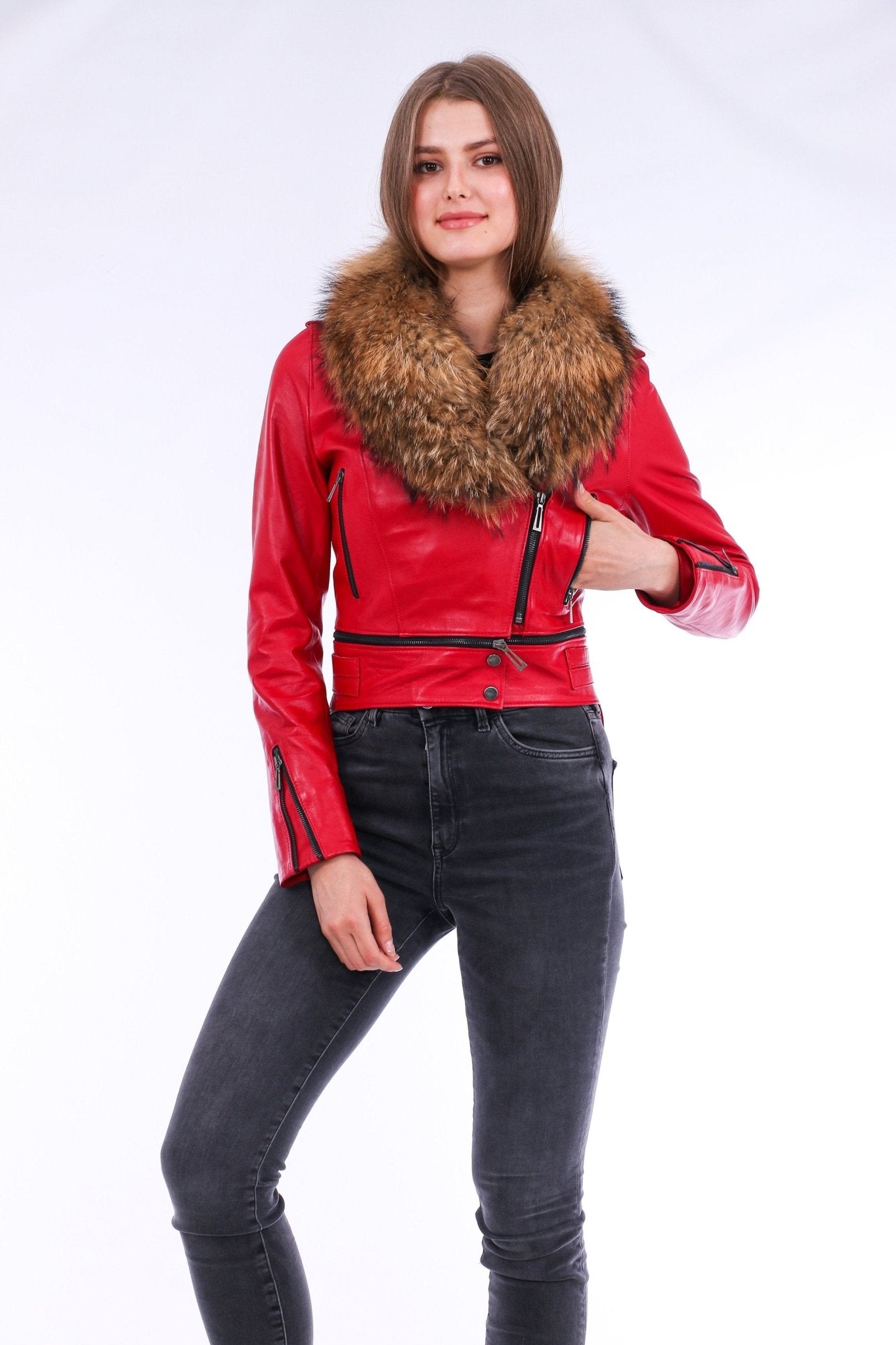 Buttagi Red Leather Biker Jacket - Premium Nappa Lambskin Women's Motorcycle Jacket - Style Queenz