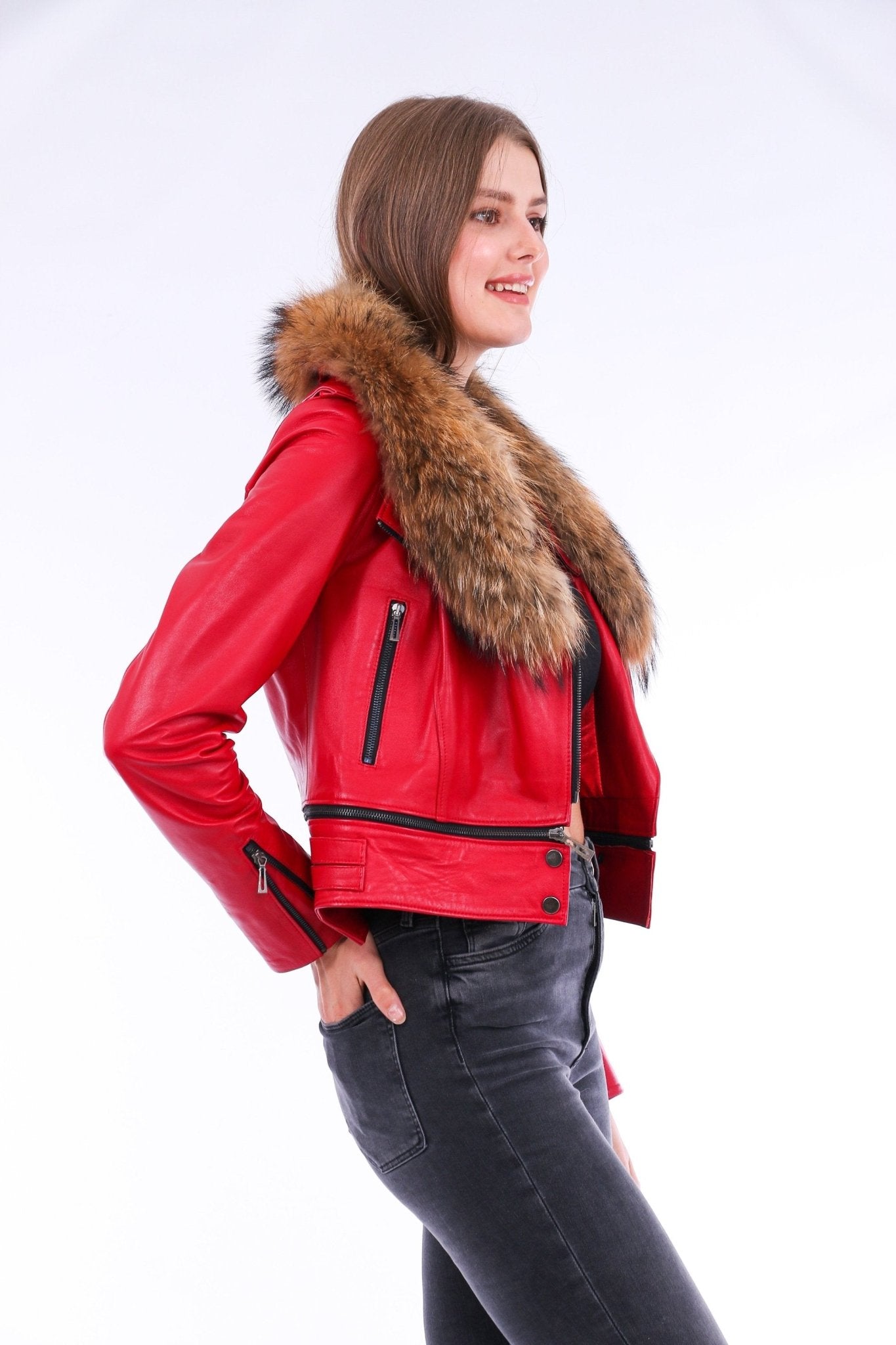 Buttagi Red Leather Biker Jacket - Premium Nappa Lambskin Women's Motorcycle Jacket - Style Queenz
