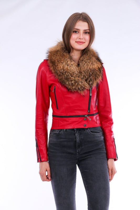 Buttagi Red Leather Biker Jacket - Premium Nappa Lambskin Women's Motorcycle Jacket - Style Queenz