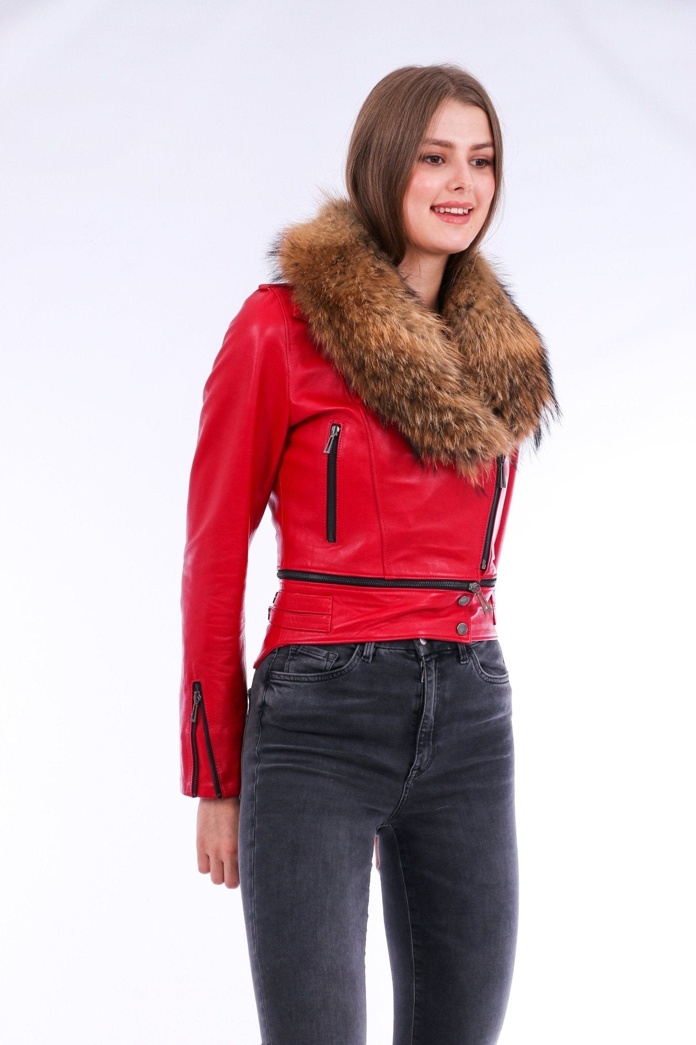 Buttagi Red Leather Biker Jacket - Premium Nappa Lambskin Women's Motorcycle Jacket - Style Queenz