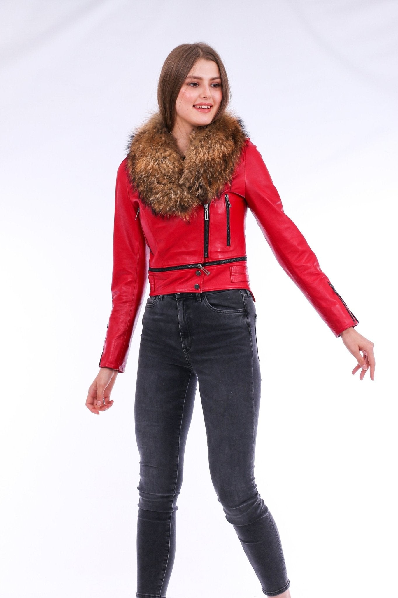 Buttagi Red Leather Biker Jacket - Premium Nappa Lambskin Women's Motorcycle Jacket - Style Queenz