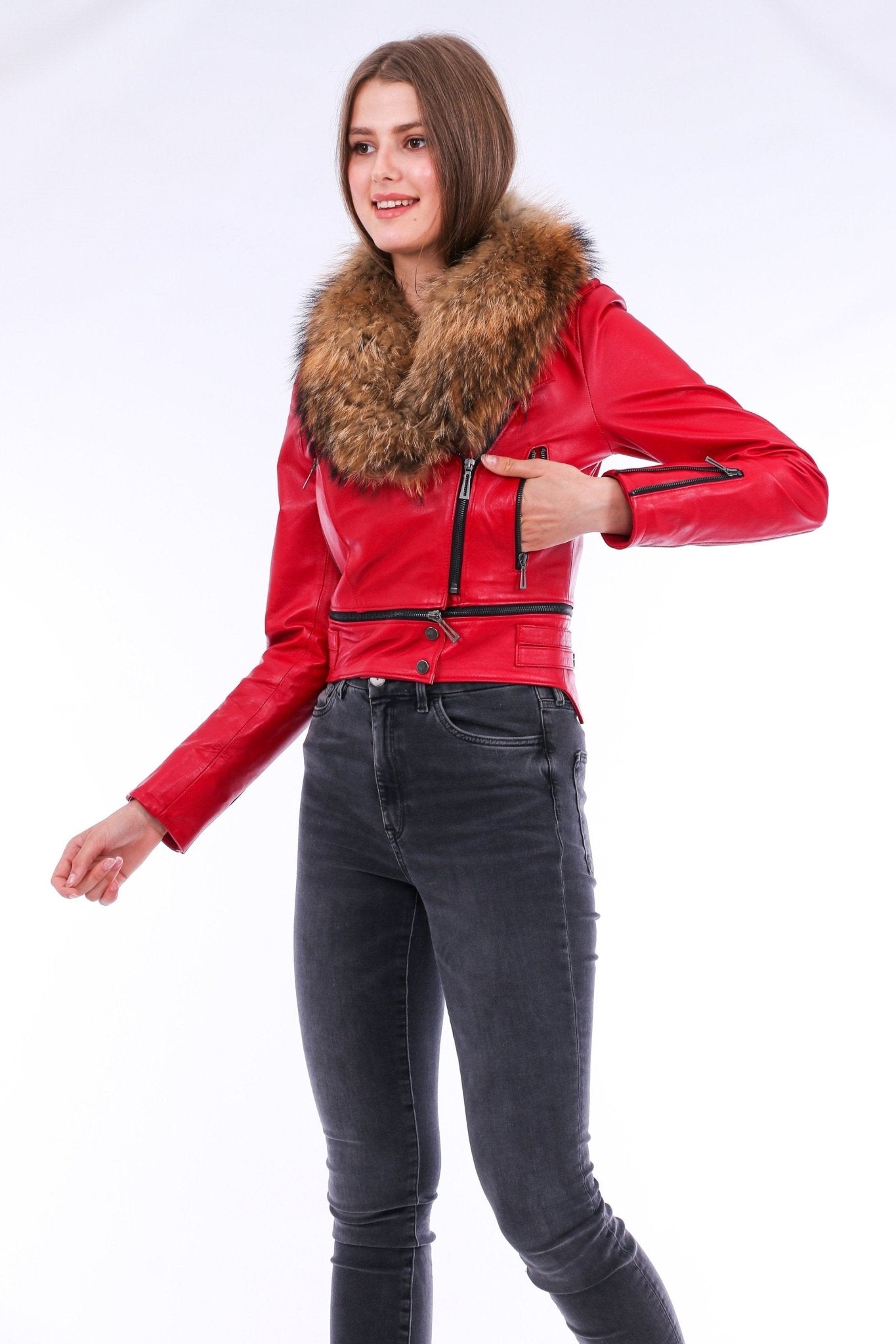 Buttagi Red Leather Biker Jacket - Premium Nappa Lambskin Women's Motorcycle Jacket - Style Queenz