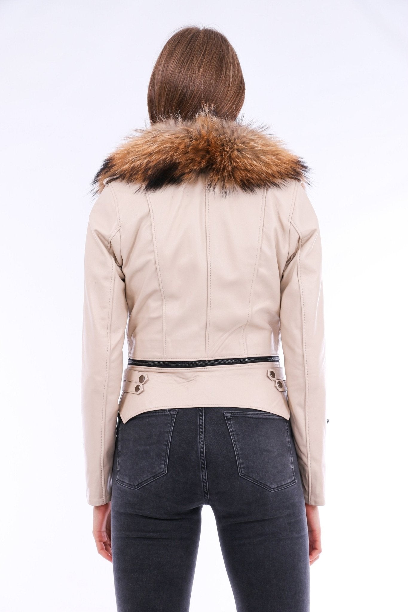 Buttagi White Leather Biker Jacket - Women's Genuine Nappa Lambskin - Style Queenz
