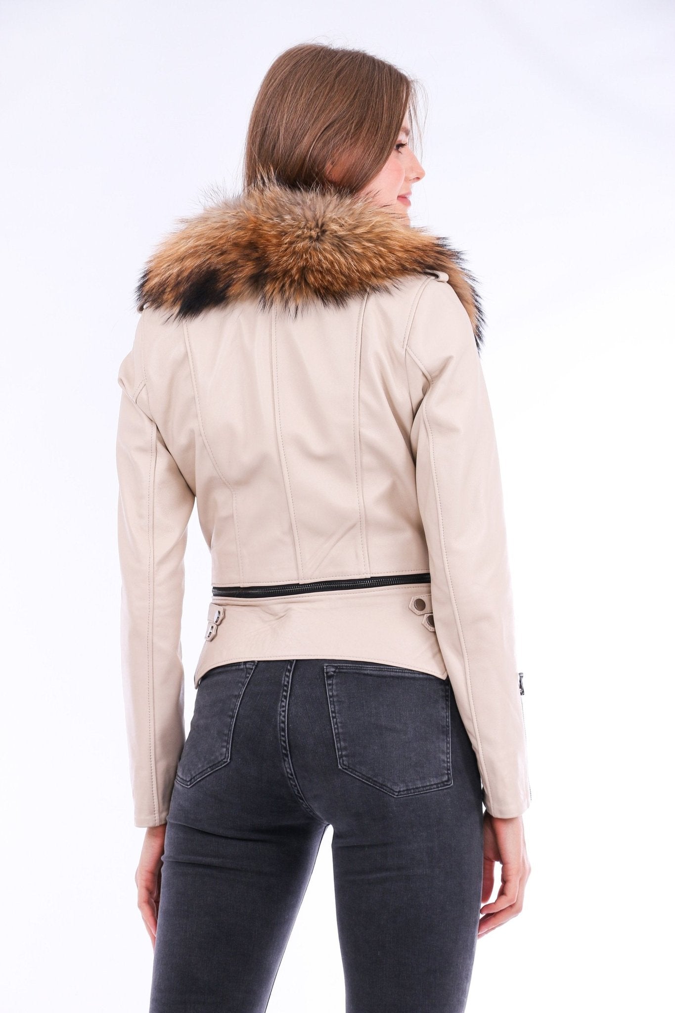 Buttagi White Leather Biker Jacket - Women's Genuine Nappa Lambskin - Style Queenz