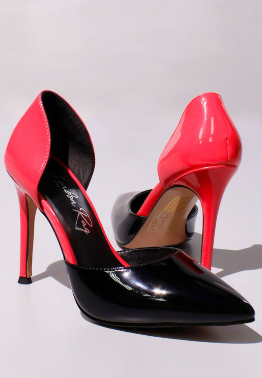 Candy Cane Patent High Heel Pumps - Color Block Stiletto Shoes - Style Queenz