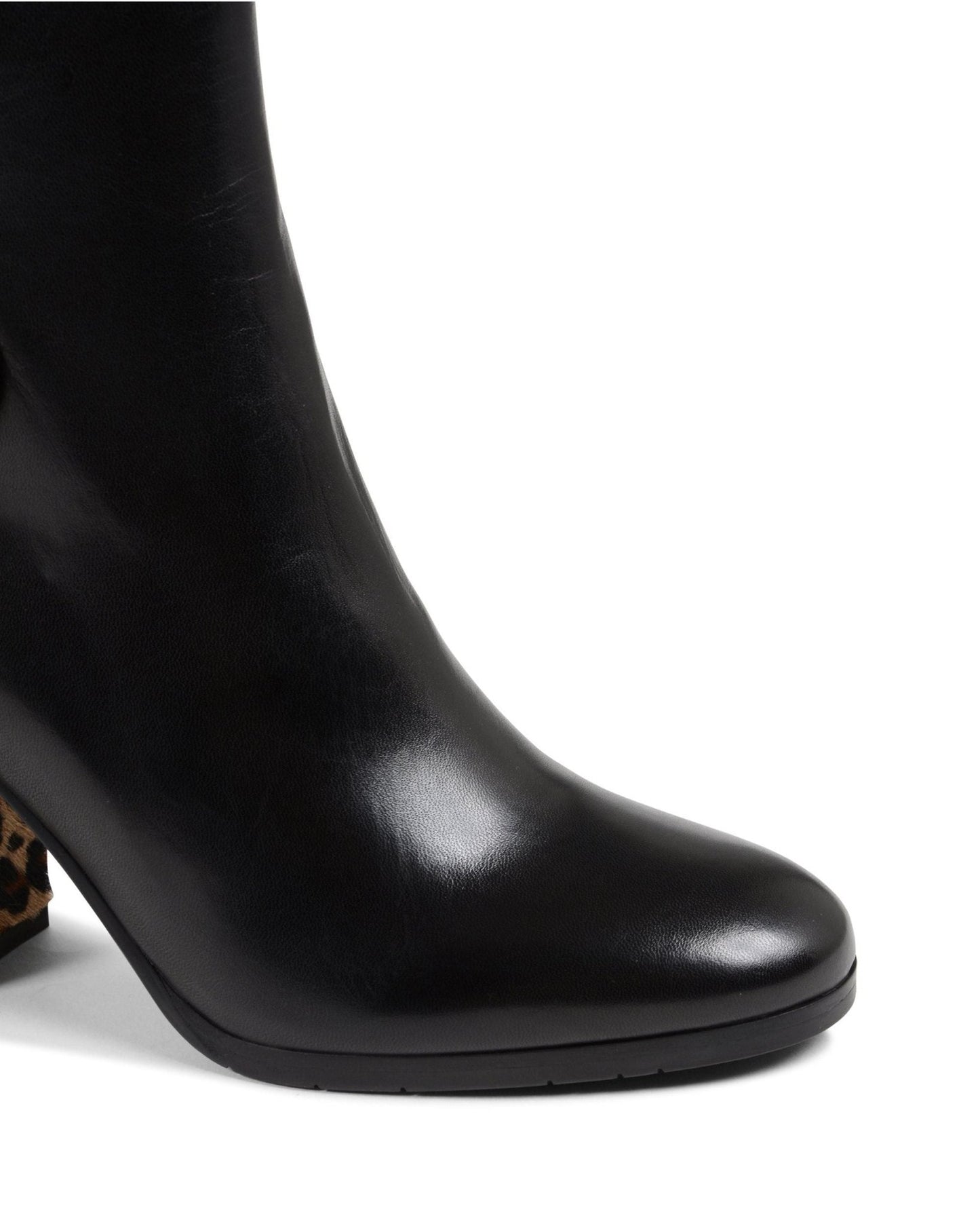 Carion Black Ankle Boots - Italian Leather Leopard Detail Booties - Style Queenz