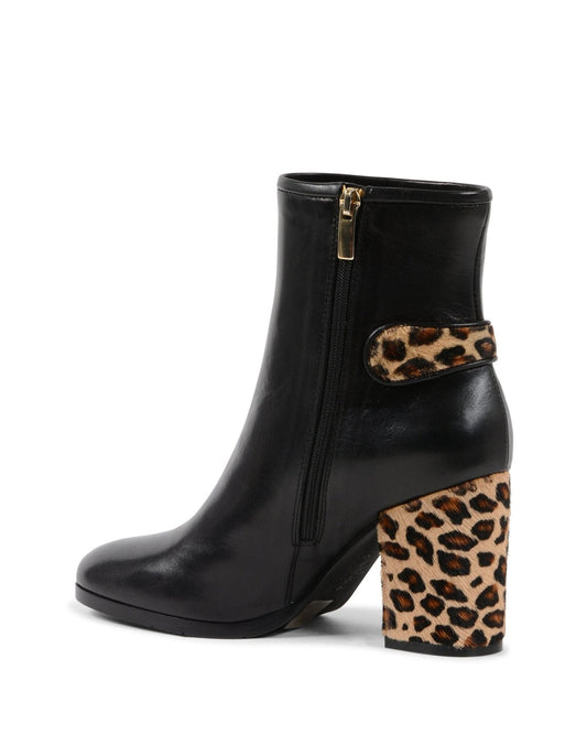Carion Black Ankle Boots - Italian Leather Leopard Detail Booties - Style Queenz
