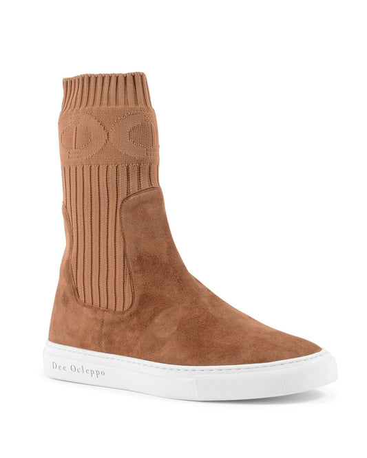 Courchevel Ankle Boots - Italian Suede Luxury Boots with Ribbed - Knit Sleeve - Style Queenz