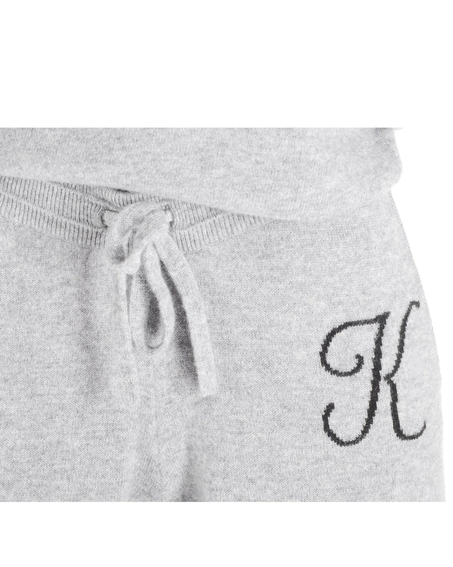 Crown of Edinburgh Cashmere Track Pants - Morningside Grey Letter K - Style Queenz