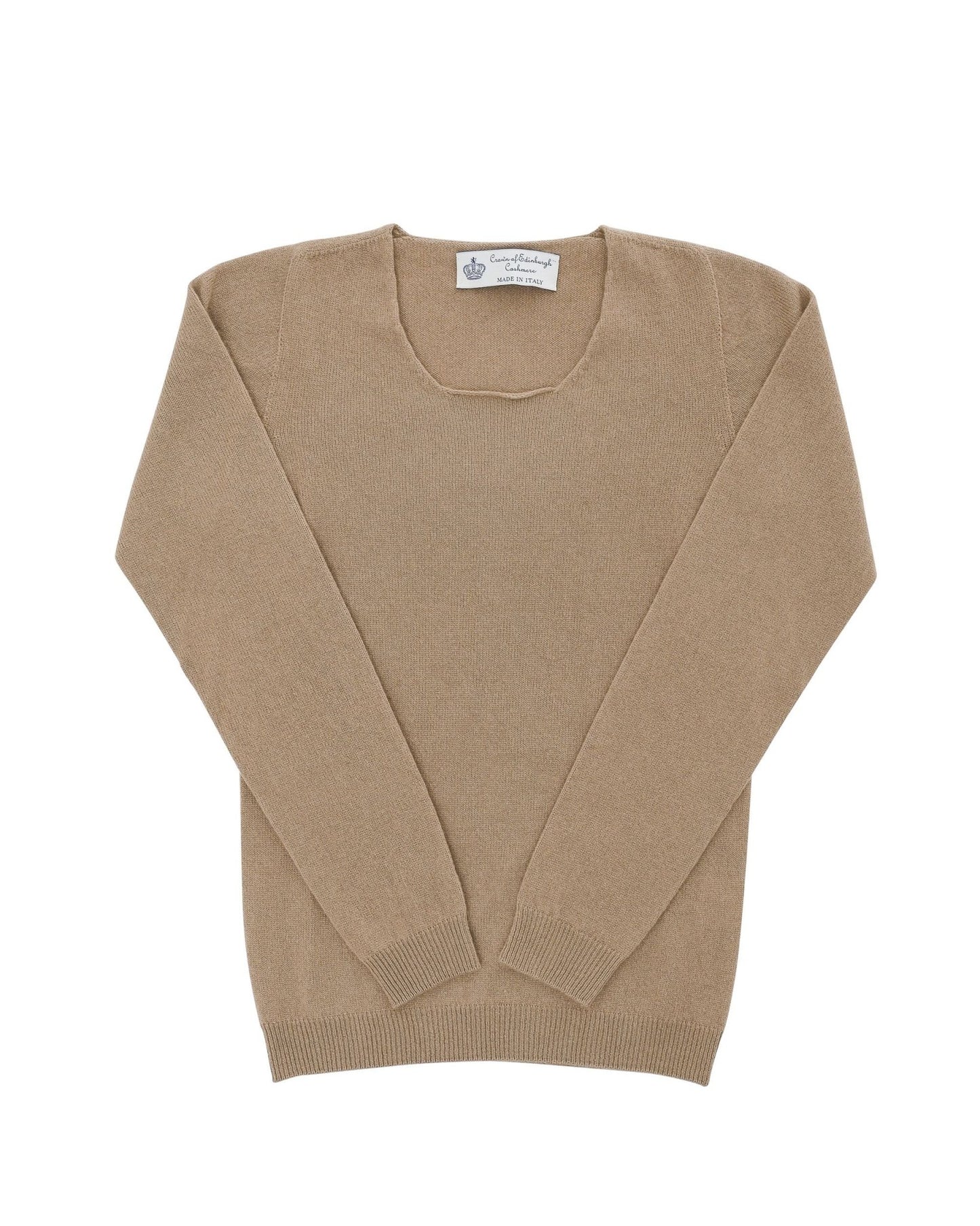 Crown of Edinburgh Cashmere Women's Square Neck Sweater - Italian Made - Style Queenz