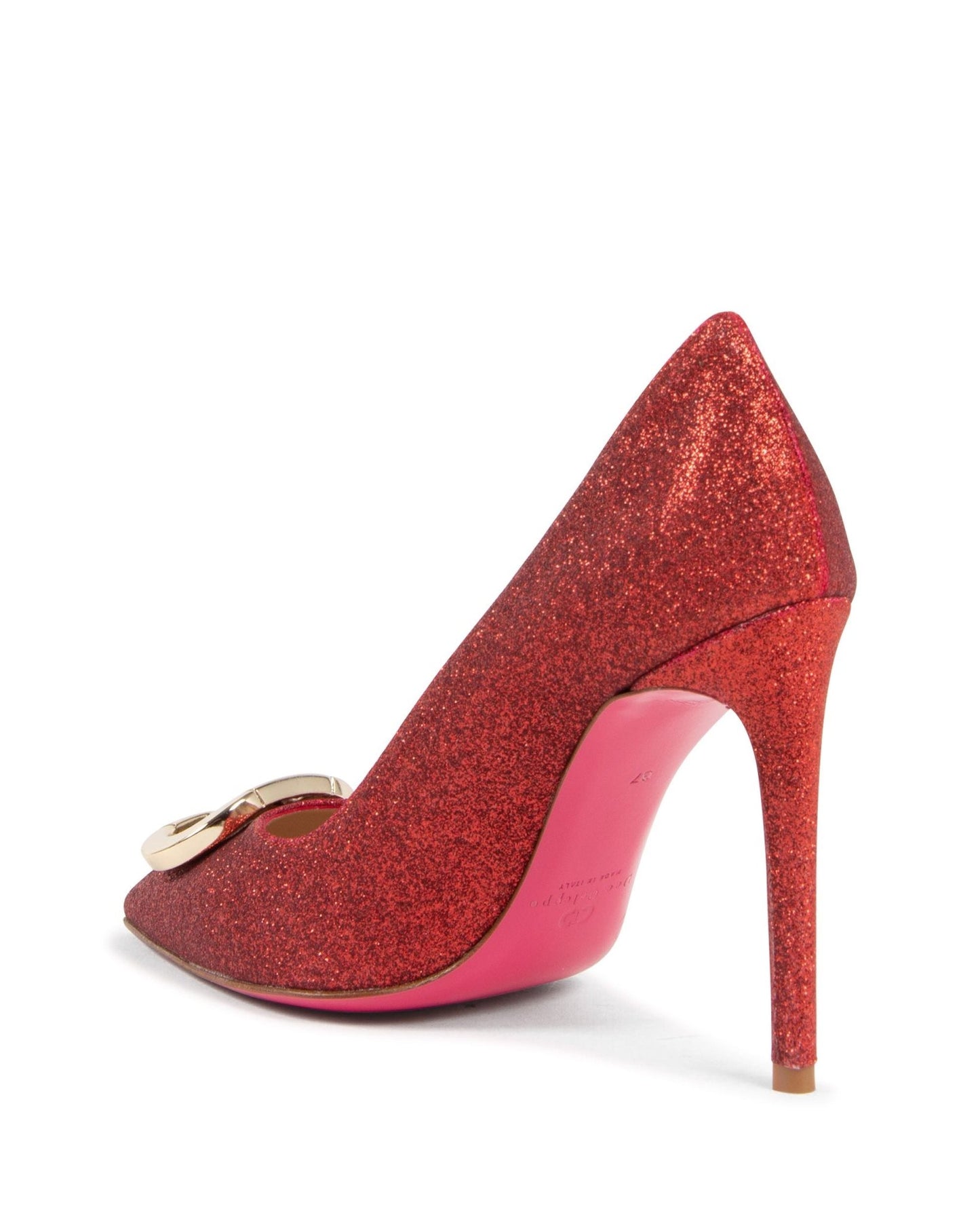 Dee Logo Glitter Fairy Pump - Italian Designer Heels 10cm with Gold Logo & Pink Sole - Style Queenz