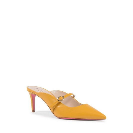 Dee Moscow Mule Yellow Leather - Italian Designer Pointed Toe Heels 5cm - Style Queenz