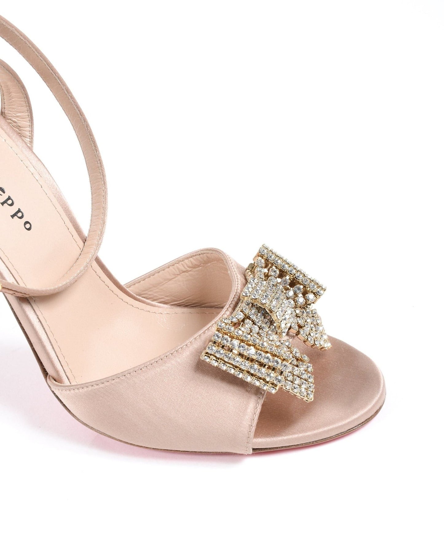 Dee Satin Bow Sandal - Blush Italian High Heels with Swarovski Crystal | Women's Luxury Footwear - Style Queenz