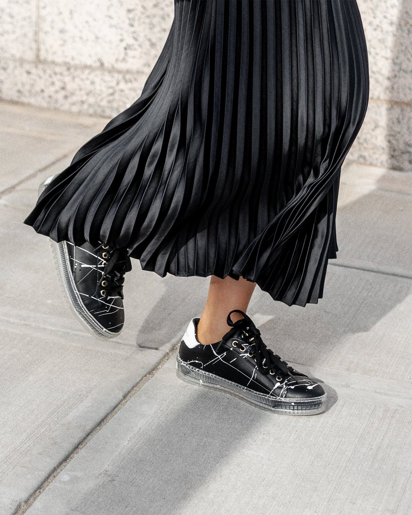 Dee Splatter Sneakers Black White - Italian Luxury Designer Footwear - Style Queenz