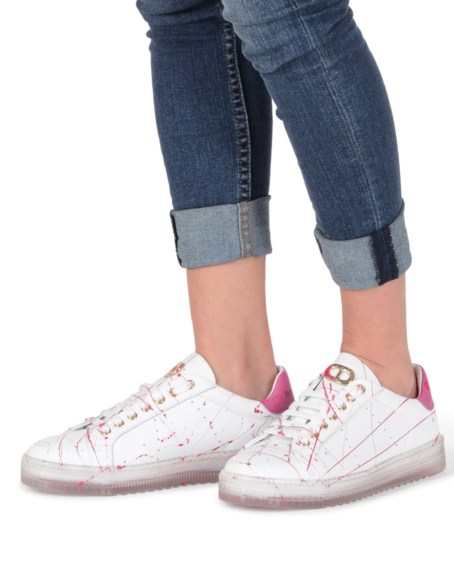 Dee Splatter Sneakers White Fuxia - Italian Luxury Designer Footwear - Style Queenz