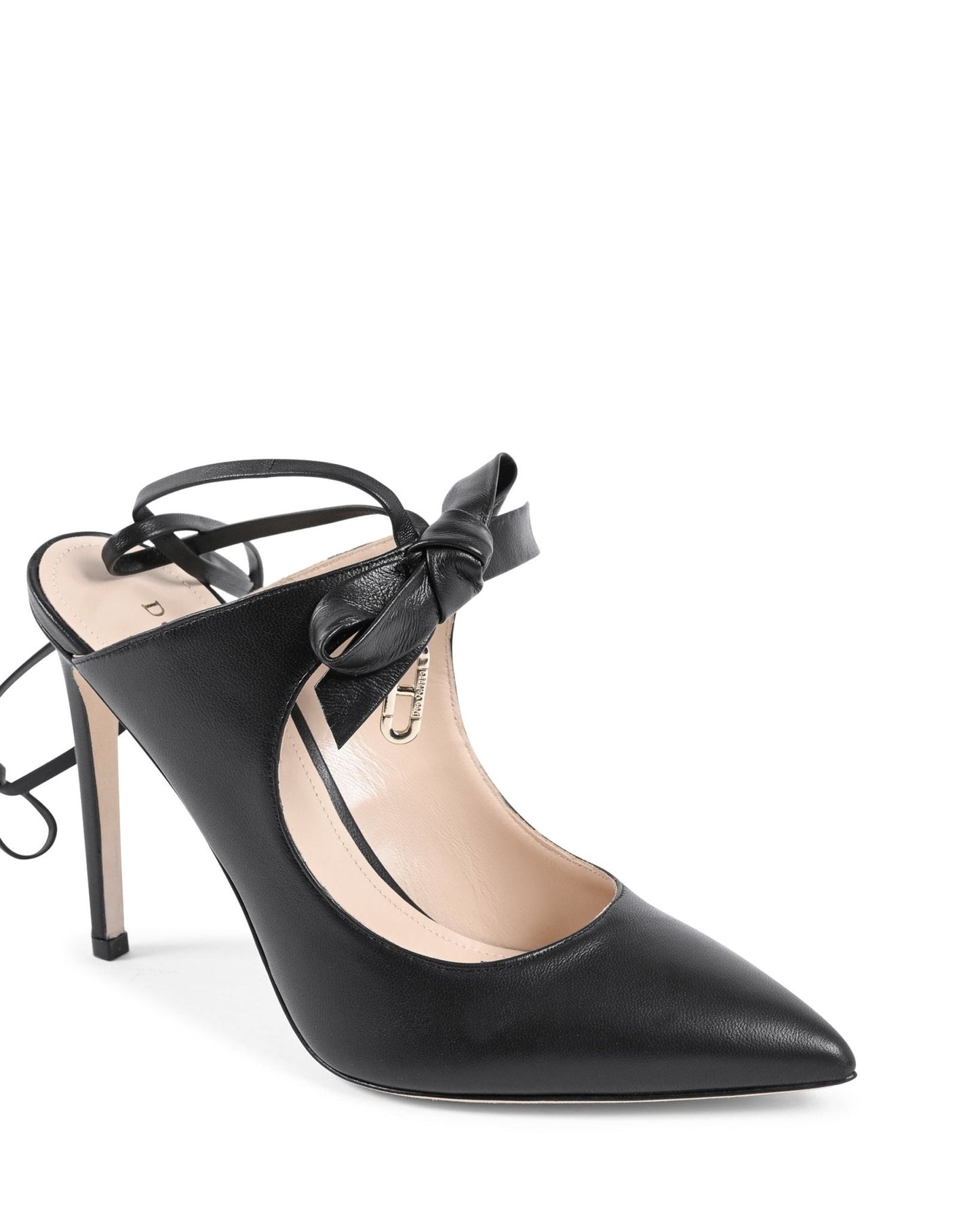 Dominic Mule Black - Italian Leather Pointed Toe Heels with Bow Detail - Style Queenz