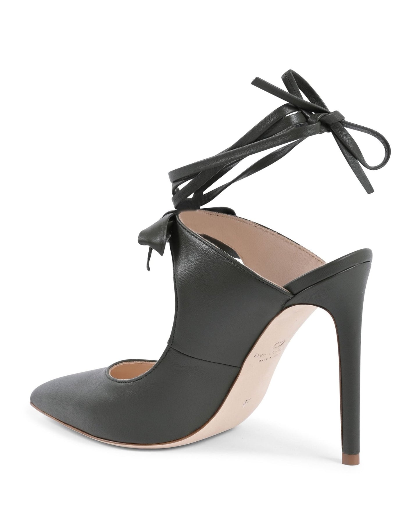 Dominic Mule Military Green - Premium Italian Leather Stiletto Mules with Bow Detail - Style Queenz
