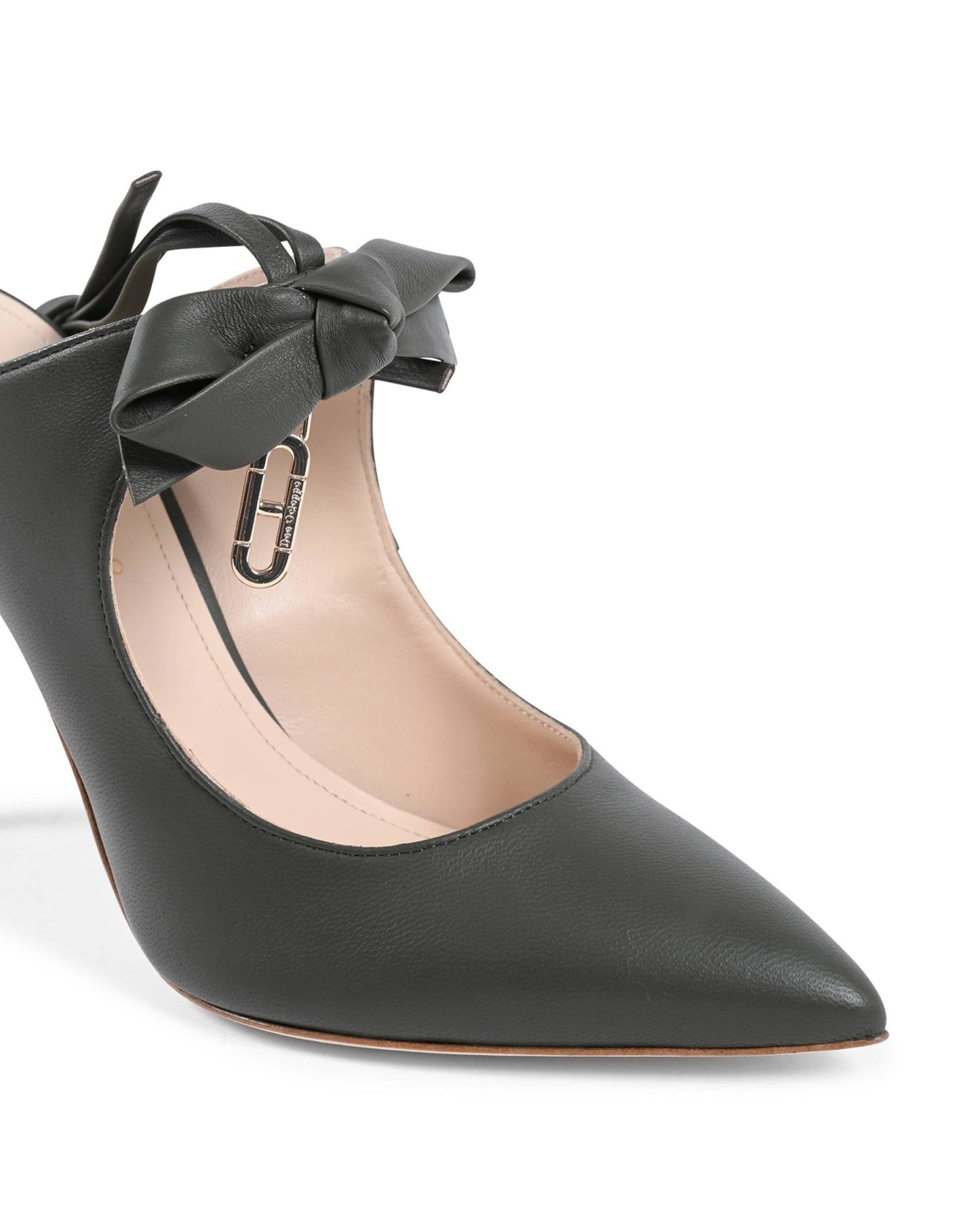 Dominic Mule Military Green - Premium Italian Leather Stiletto Mules with Bow Detail - Style Queenz