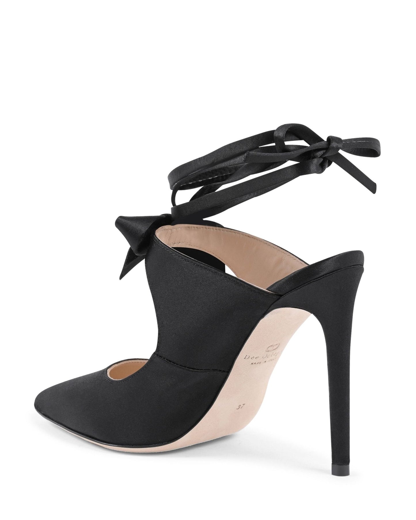 Dominic Mule Satin Black - Italian High Heel Mules - Style Queenz