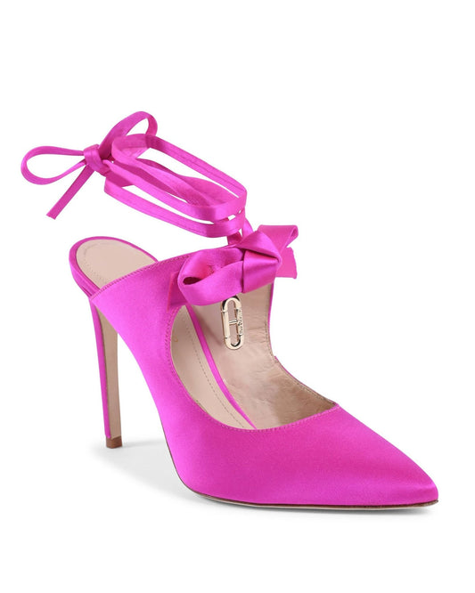 Dominic Satin Mule Fuxia - Italian Designer Slip - On Shoe - Style Queenz