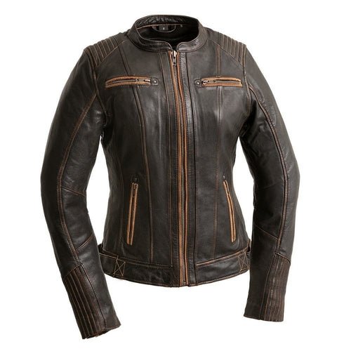 Electra Women's Premium Leather Motorcycle Jacket - Professional Biker Style - Style Queenz