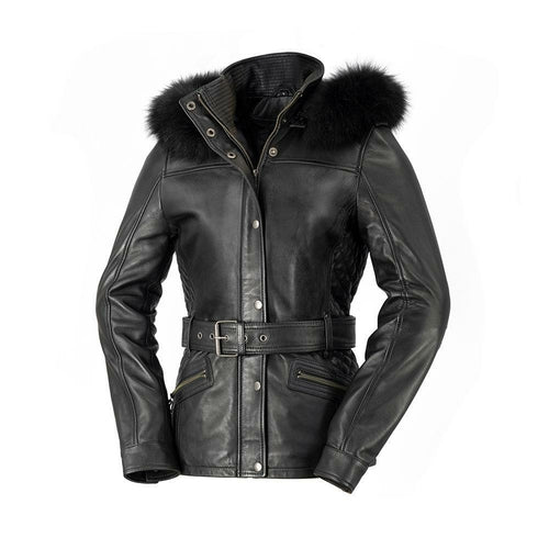 Elle Premium Women's Leather Jacket - Quilted Trench with Fox Fur Collar - Style Queenz