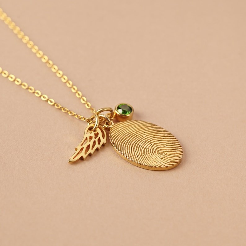 Fingerprint Necklace with Birthstone - Personalized Memorial Jewelry - Style Queenz