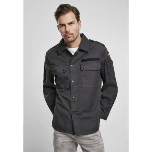 Man wearing a dark gray jacket with a white background