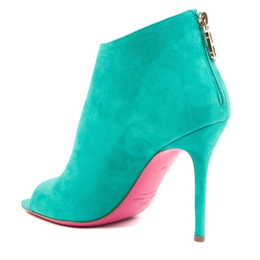 Here Comes Trouble Italian Leather Ankle Bootie - Peep Toe Stiletto Heels - Style Queenz