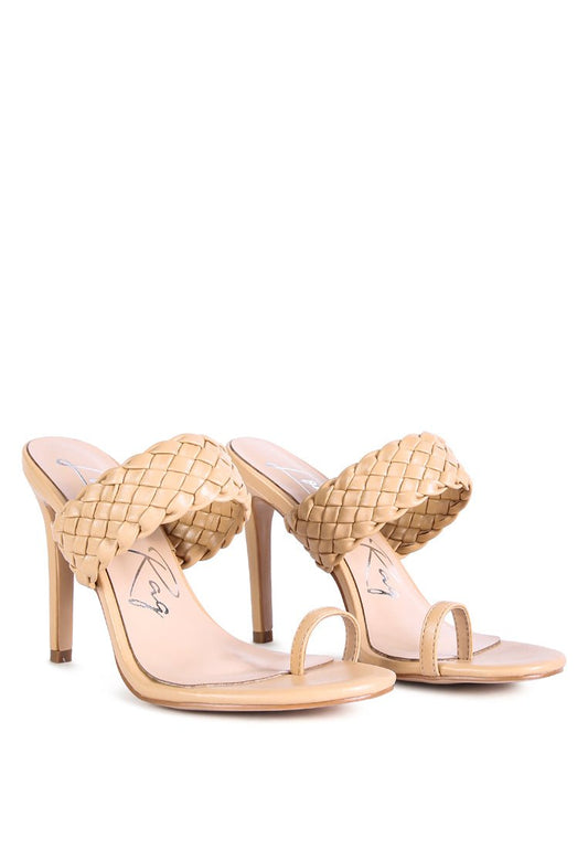 High Perks Woven Strap Toe Ring Sandals - Pointed High Heel Sandals - Style Queenz