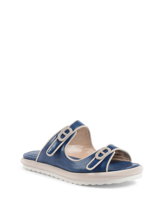 Kandy Flat Sandal Blue - Italian Leather Summer Sandals - Style Queenz