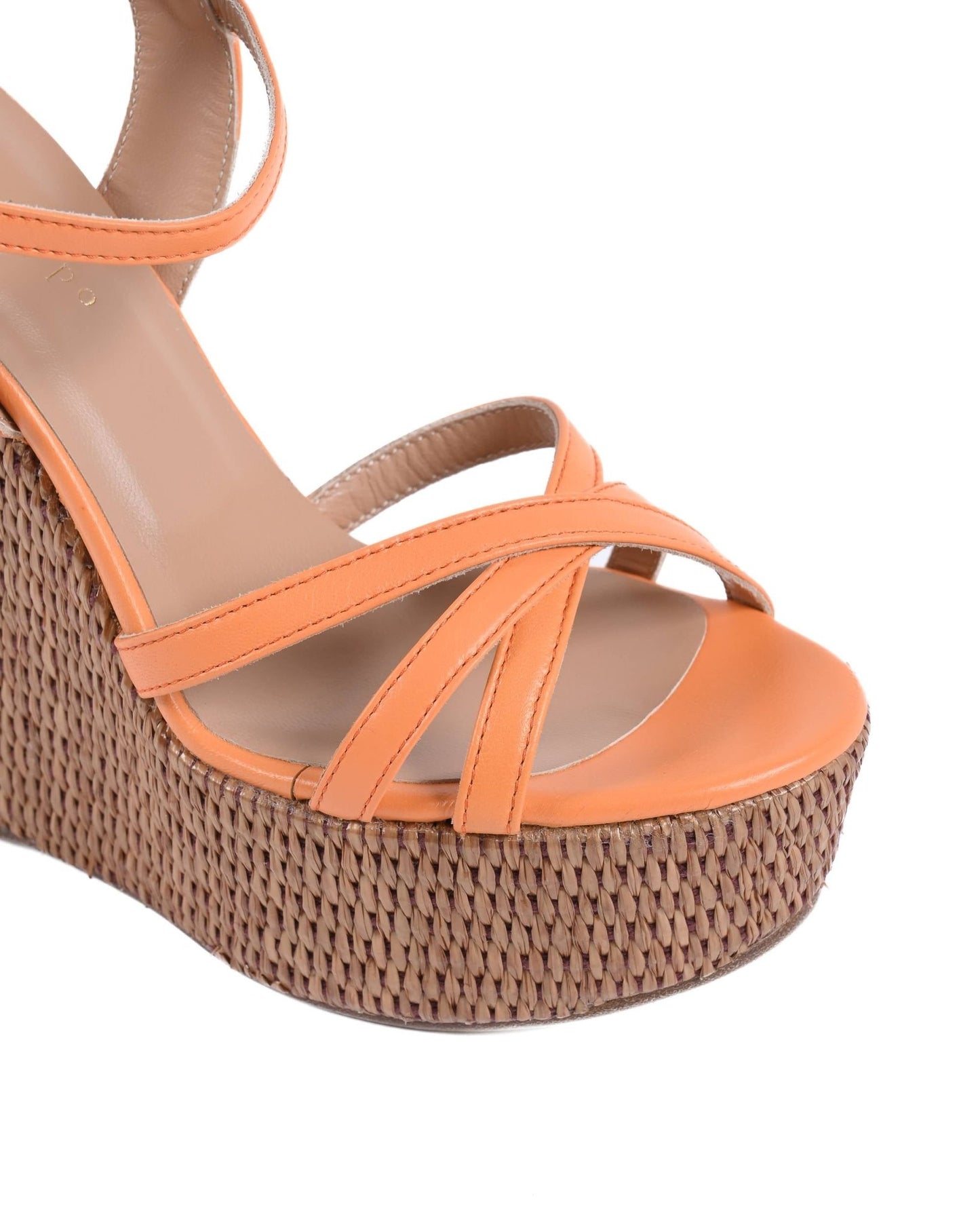 Kate Orange Platform Sandals - Luxury Leather Raffia Heel Shoes - Style Queenz