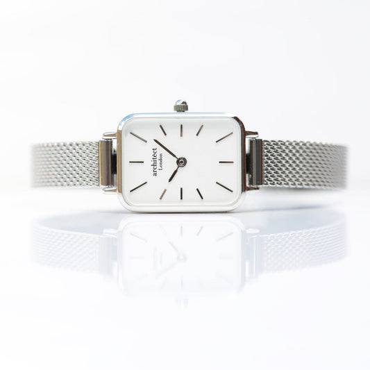 Ladies Architēct Lille Cloud Silver Watch - Personalized Modern Font Engraving - Style Queenz