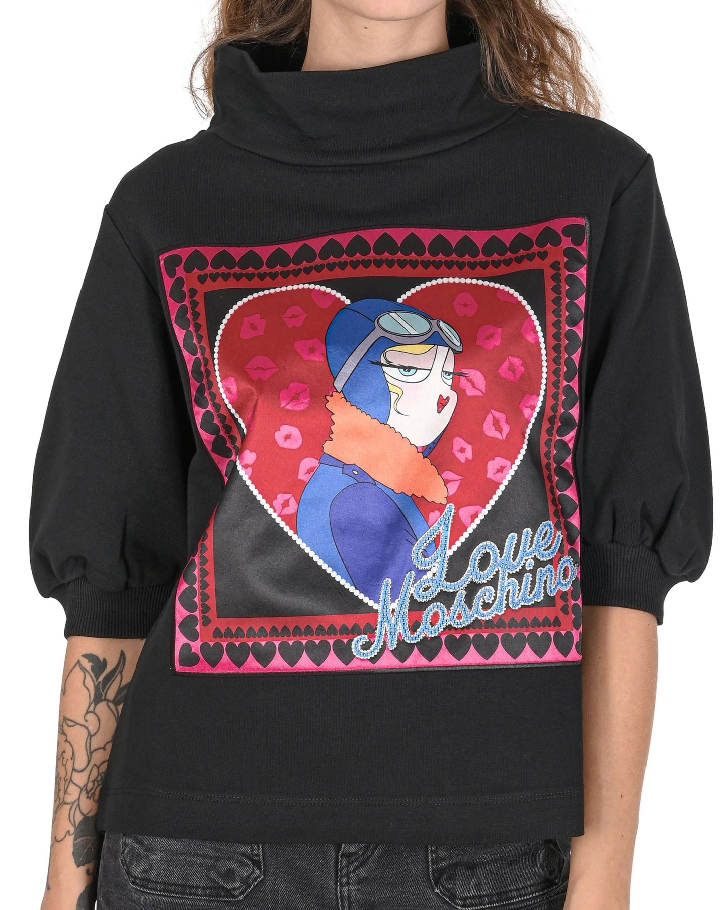Love Moschino Women's Black Cotton Sweatshirt - Designer Pullover - Style Queenz