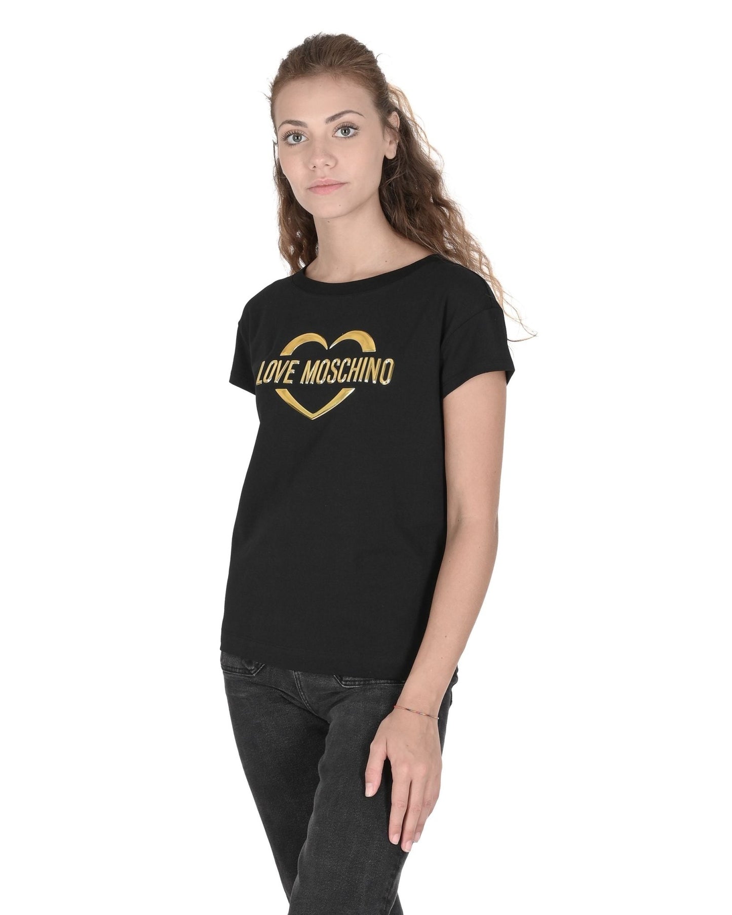 Love Moschino Women's Black Cotton T-Shirt - Designer Stretch Tee - Style Queenz