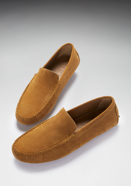 Men's Tobacco Suede Contemporary Driving Loafers