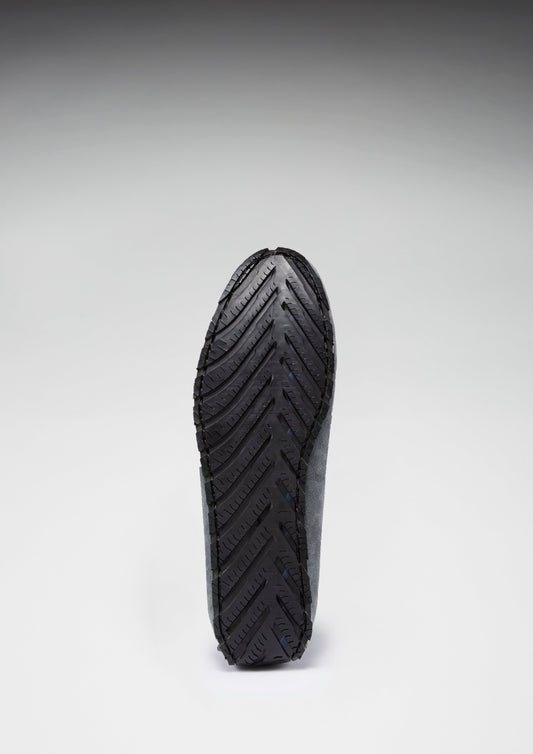 Men's Slate Grey Suede Driving Loafers - Tyre Sole