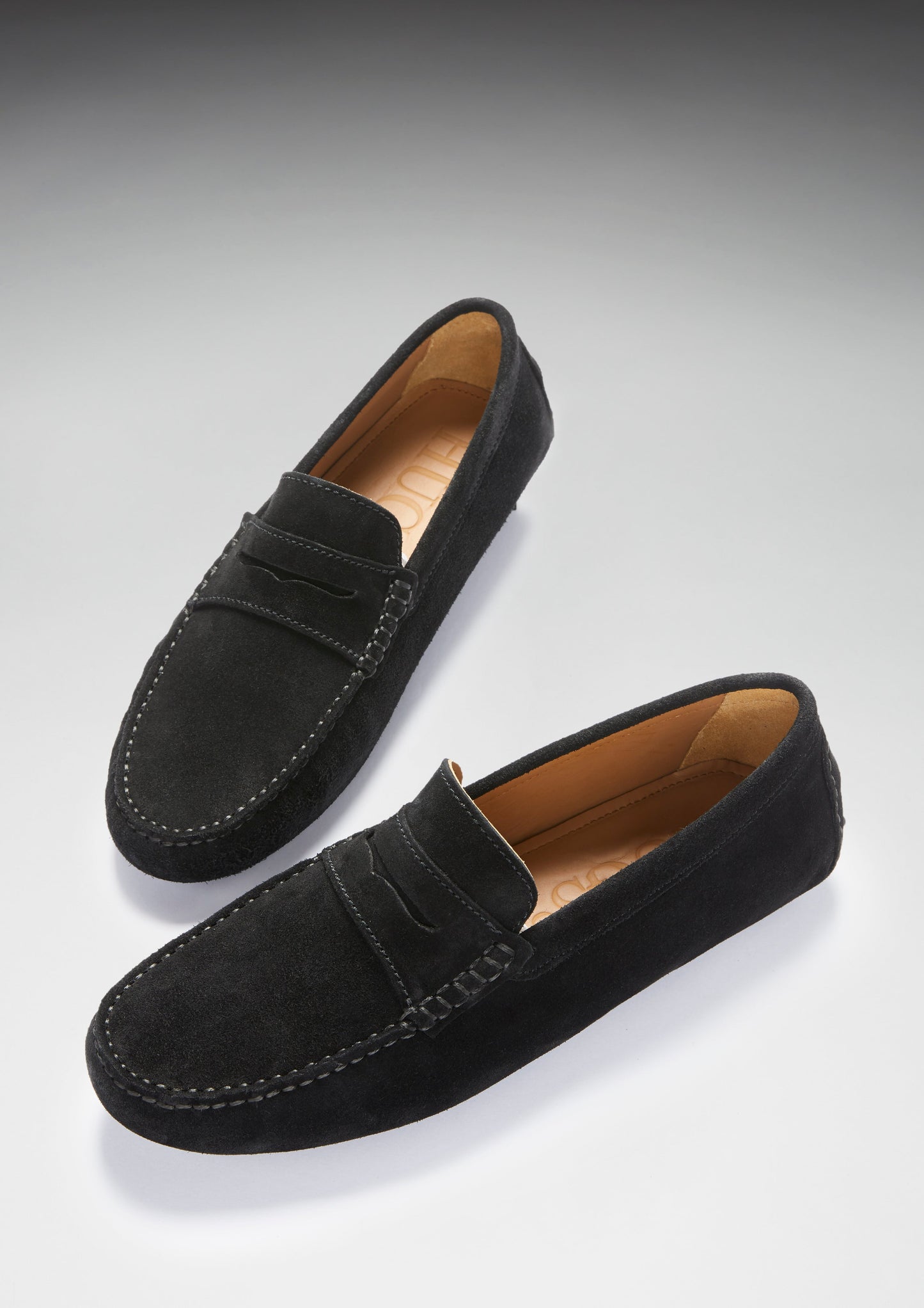 Black Suede Penny Driving Loafers - Men's