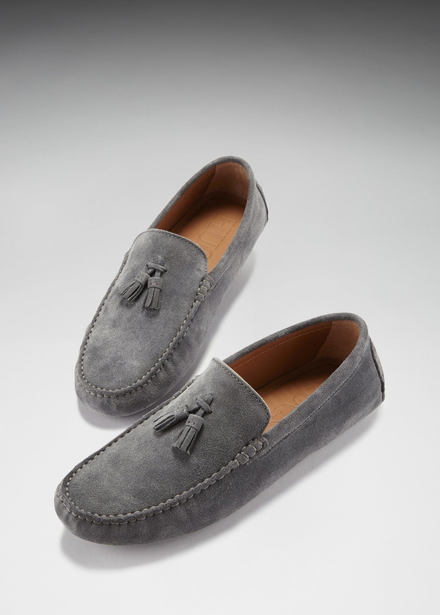 Slate Grey Suede Tasselled Driving Loafers