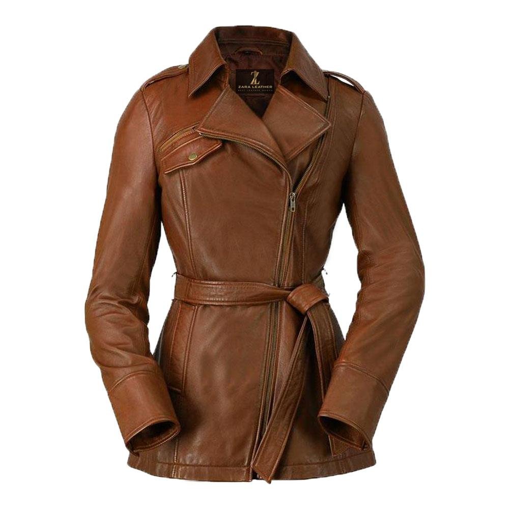 Monica Women's Leather Long Coat - Premium Sheepskin Jacket with Lifetime Warranty - Style Queenz