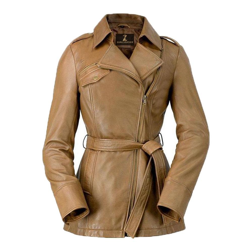 Monica Women's Leather Long Coat - Premium Sheepskin Jacket with Lifetime Warranty - Style Queenz