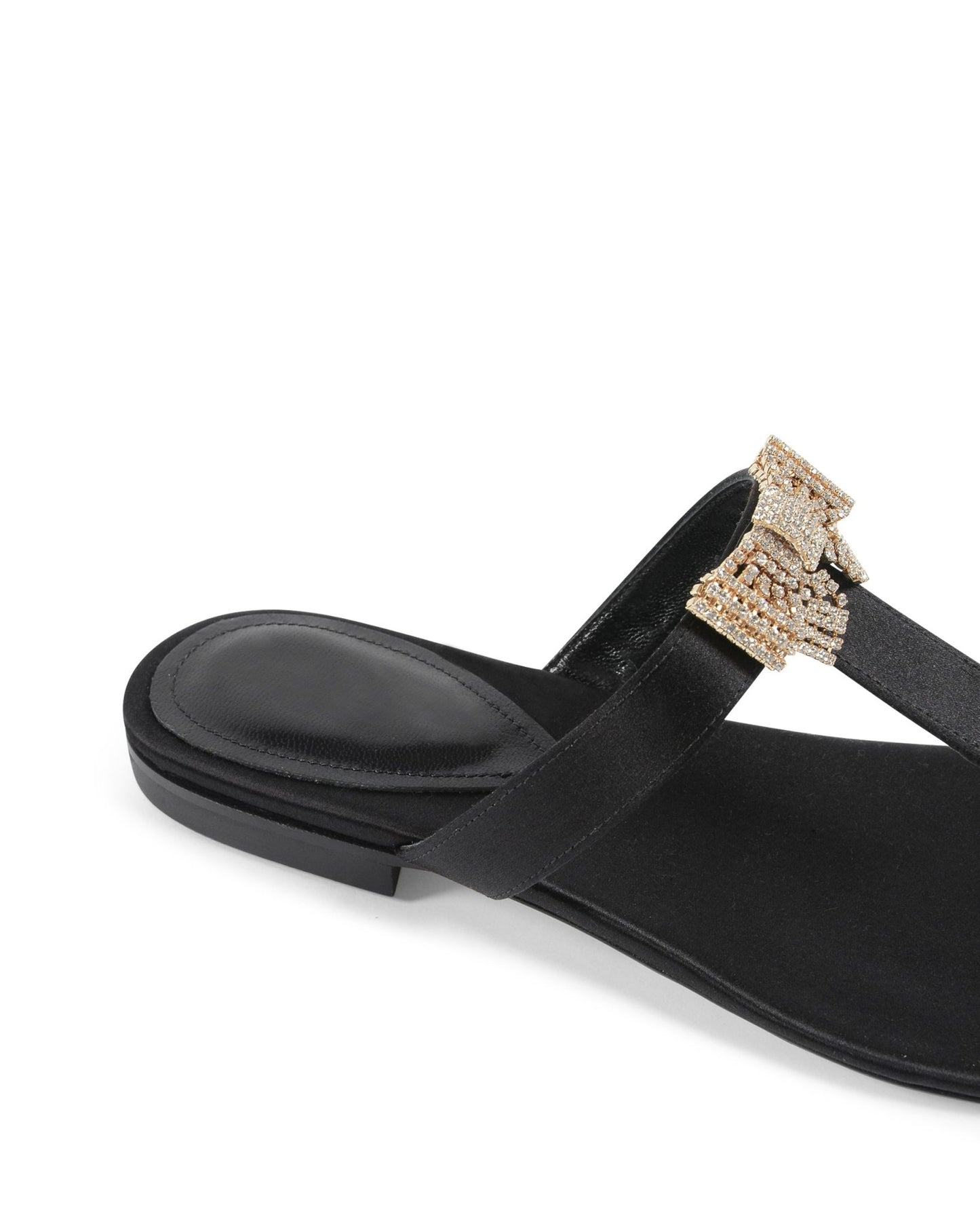 Nina Satin Sandal Black - Italian Swarovski Crystal Bow Flip Flops - Style Queenz