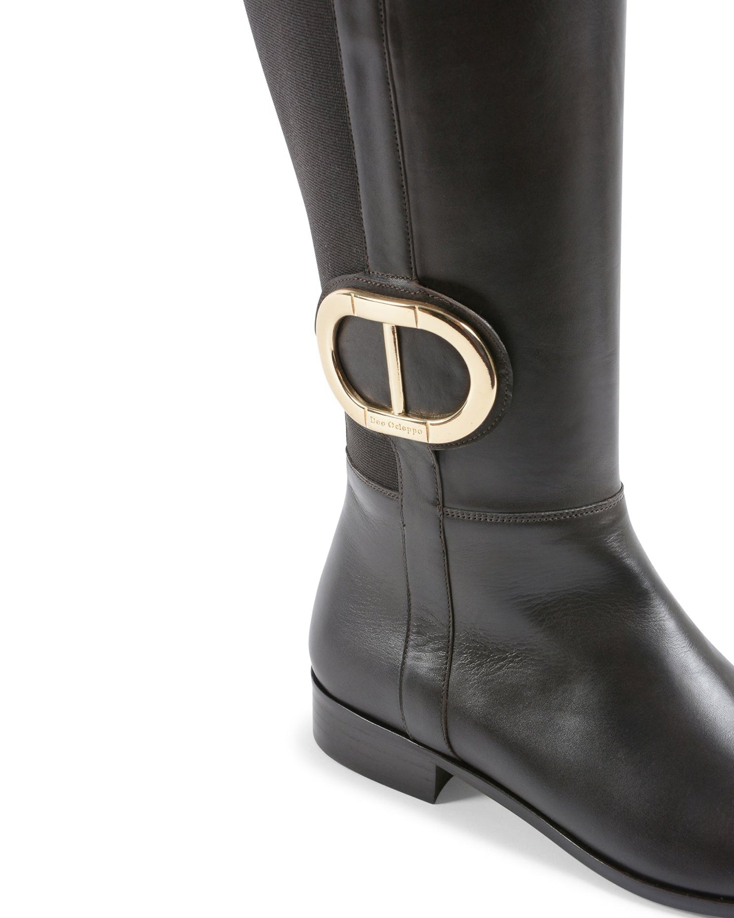 Opera Boot - Italian Leather Boots with Maxi Gold Logo and 3cm Heel - Style Queenz