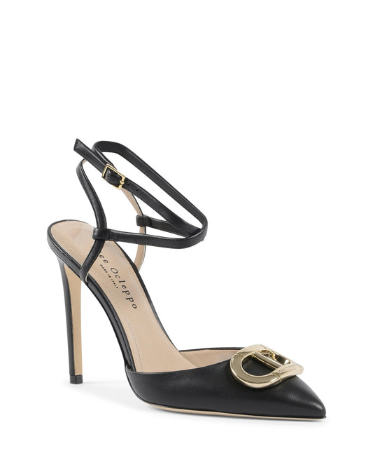Pandora Pump - Black Italian Leather Stiletto with Lace - Up Ankle Ties - Style Queenz