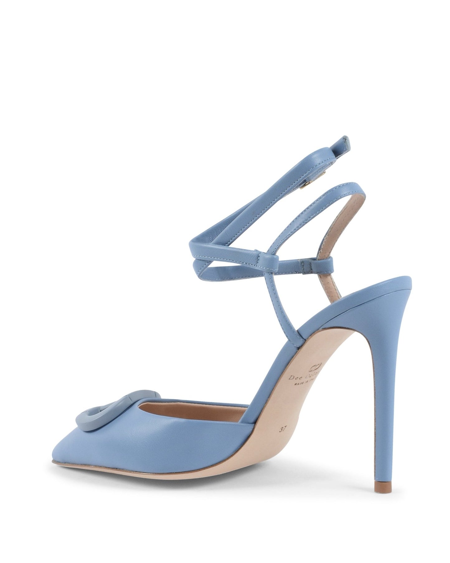 Pandora Pump Blue Jeans - Italian Leather Stiletto Heels with Lace - Up Ankle Ties - Style Queenz