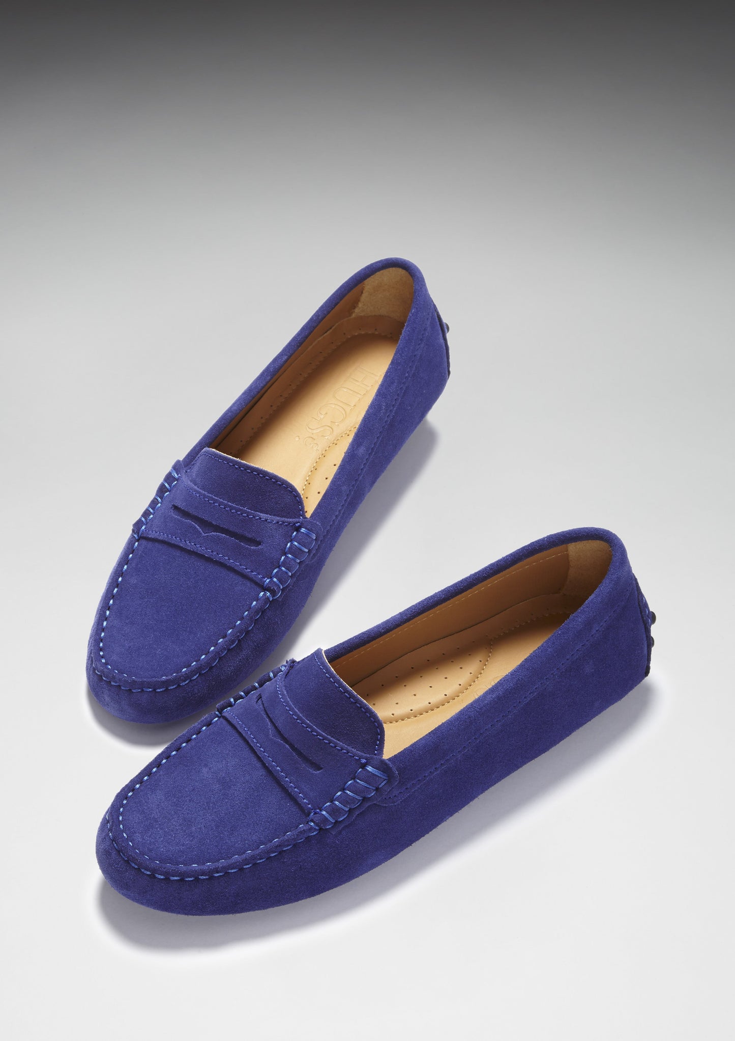 Women's Ink Blue Suede Penny Driving Loafers