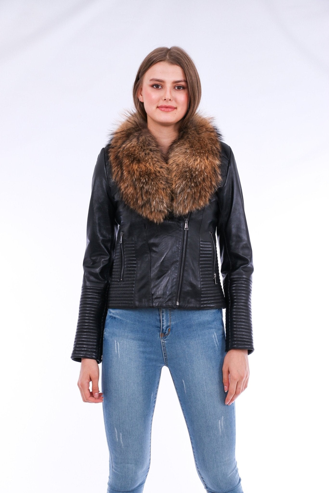 Ravenna Black Leather Biker Jacket - Genuine Nappa Lambskin Motorcycle Jacket - Style Queenz