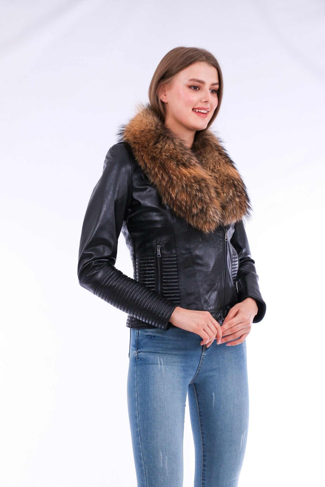 Ravenna Black Leather Biker Jacket - Genuine Nappa Lambskin Motorcycle Jacket - Style Queenz