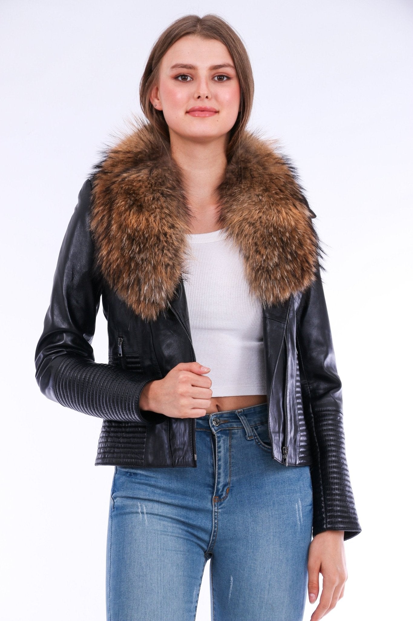 Ravenna Black Leather Biker Jacket - Genuine Nappa Lambskin Motorcycle Jacket - Style Queenz